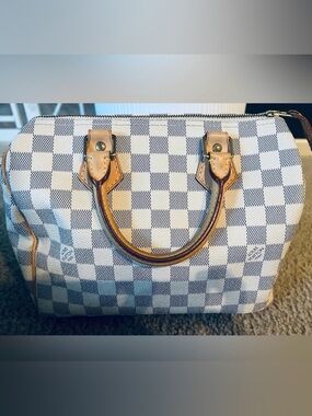 Louis Vuitton Damier Azur Canvas Satchel - Cream & Light Blue